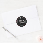 Hand getrokken Script Business Dank u Roze Zwart Ronde Sticker (Envelop)