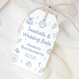 Hand getrokken Seashells Bells Bachelorette gunst Cadeaulabel