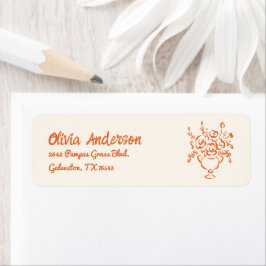 Hand getrokken Sinaasappel Bloemen Boeket Baby sho Etiket