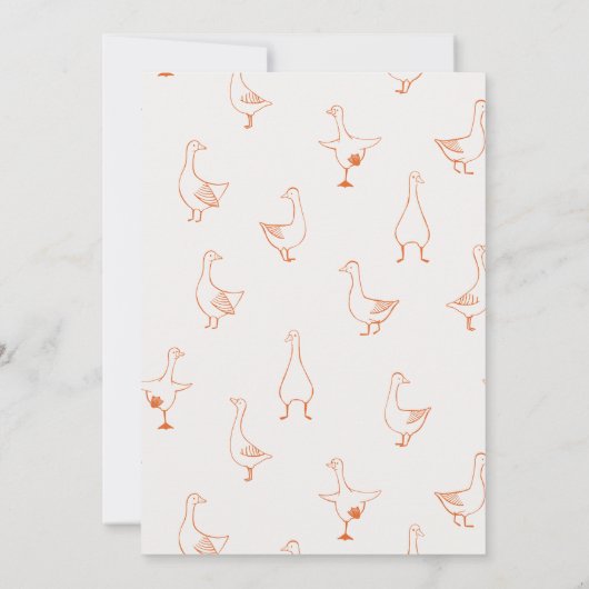 Hand getrokken Sinaasappel Gekke Goose Gingham Bab Bedankkaart (Achterkant)