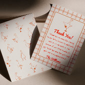 Hand getrokken Sinaasappel Gekke Goose Gingham Bab Bedankkaart