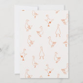 Hand getrokken Sinaasappel Gekke Goose Ribbon Baby Bedankkaart (Achterkant)