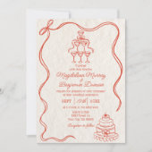  Hand Getrokken Sinaasappel Retro Lint Boog Weddin Kaart (Voorkant)