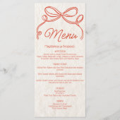  Hand Getrokken Sinaasappel Retro Lint Boog Weddin Menu (Voorkant)