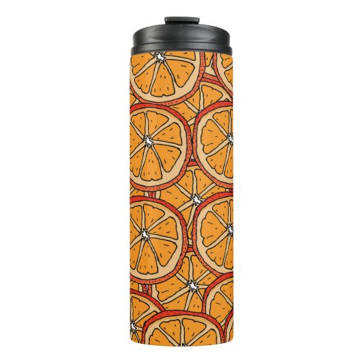 Hand getrokken Sinaasappels: naadloos Thermosbeker (Voorkant)