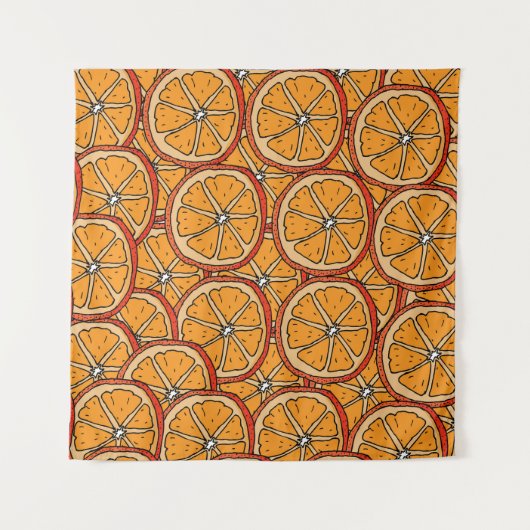 Hand getrokken Sinaasappels: naadloos Wandkleed (Voorkant (horizontaal))