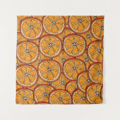 Hand getrokken Sinaasappels: naadloos Wandkleed (Voorkant)