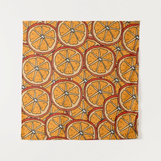 Hand getrokken Sinaasappels: naadloos Wandkleed (Voorkant)