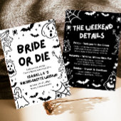 Hand getrokken Skelet Halloween Bachelorette Weeke Kaart