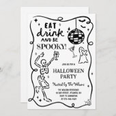 Hand getrokken Skelet Spooky Halloween Kaart (Voorkant / Achterkant)
