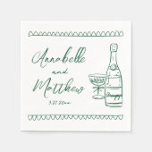 Hand getrokken smaragdgroene grillige bruiloft servet (Voorkant)