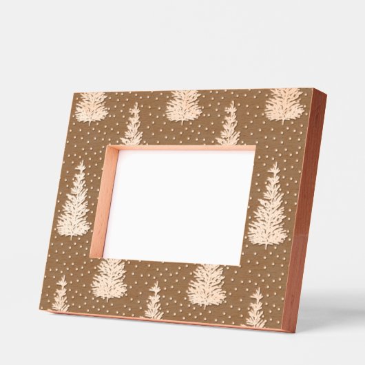 Hand getrokken sneeuw bedekt dennenboom patroon gegraveerde lijstjes (Links)