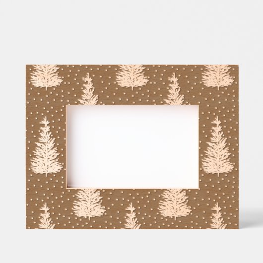 Hand getrokken sneeuw bedekt dennenboom patroon gegraveerde lijstjes (Voorkant)