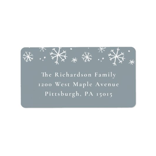 Hand getrokken sneeuwvlok terug adreslabel etiket (Voorkant)