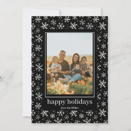 Hand getrokken sneeuwvlokken patroon Vakantie foto Feestdagenkaart