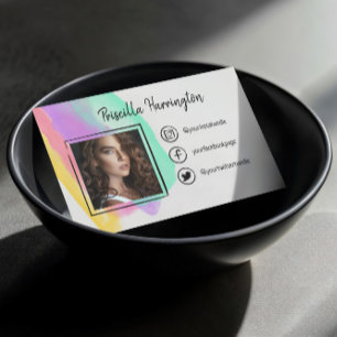 Hand getrokken Social Media Iconen Waterverf Foto Contactkaartje