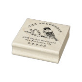 Hand-getrokken Sparrow Ronde Naam Terugkeeradres Rubberstempel (Stempel)