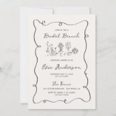 Hand getrokken Squiggle Bridal Brunch Kaart (Voorkant)