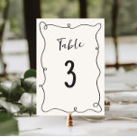 Hand getrokken Squiggle Lijst bruiloft Kaart<br><div class="desc">Vier in stijl met ons eigenzinnige en leuke huwelijkstafelnummer met een handgetekend kronkelend lijst en casual handgeschreven script in een neutraal kleurenschema van donkergrijs op ecru.</div>