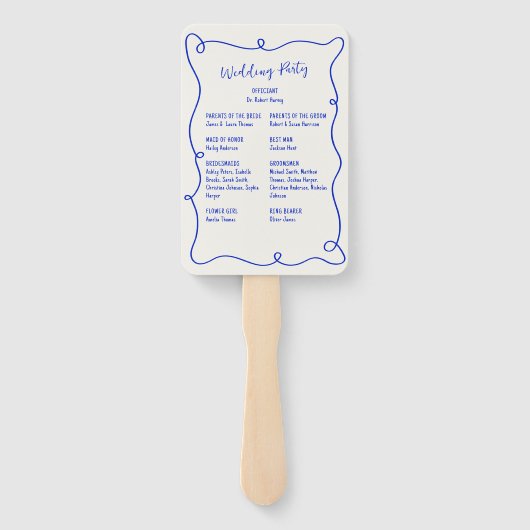 Hand getrokken Squiggle Lijst bruiloft programma Handwaaier (Achterkant)