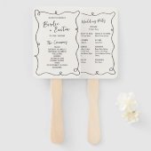 Hand getrokken Squiggle Lijst bruiloft programma Handwaaier (Voorkant en achterkant)