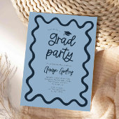 Hand getrokken Squiggly Line Navy Graduation Party Kaart