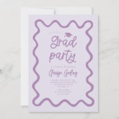 Hand getrokken Squiggly Line Paarse Graduation Par Kaart (Voorkant)