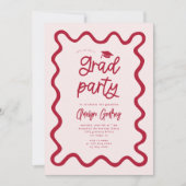 Hand getrokken Squiggly Line Red Graduation Party Kaart (Voorkant)