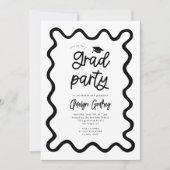 Hand getrokken Squiggly Line White Graduation Part Kaart (Voorkant)