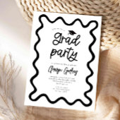 Hand getrokken Squiggly Line White Graduation Part Kaart