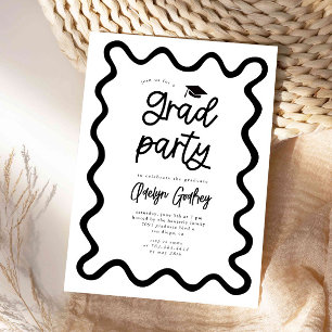 Hand getrokken Squiggly Line White Graduation Part Kaart
