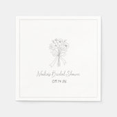 Hand getrokken stijl schets Floral Cool Vrijgezell Servet (Voorkant)