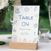 Hand getrokken stoffige blauwe kust bruiloft kaart