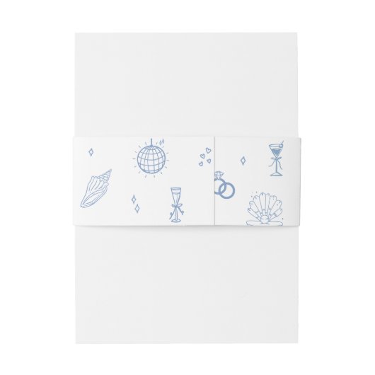 Hand getrokken stoffige blauwe kust bruiloft uitnodigingen wikkel (Achterkant Voorbeeld)