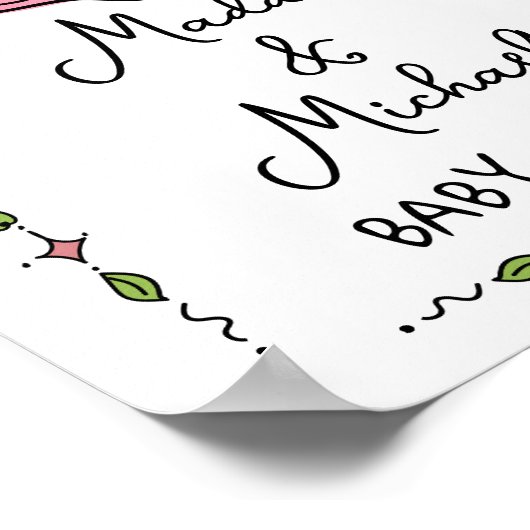 Hand getrokken Stork Crest Baby shower Welkomstbor Poster (Hoek)