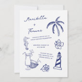 Hand getrokken strand Doodles Alles in een bruilof Kaart (Voorkant)