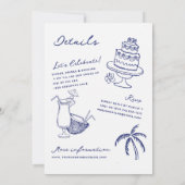 Hand getrokken strand Doodles Alles in een bruilof Kaart (Achterkant)