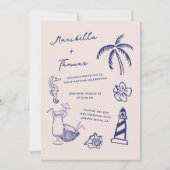 Hand getrokken strand Doodles Alles in een bruilof Kaart (Voorkant)