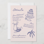 Hand getrokken strand Doodles Alles in een bruilof Kaart (Achterkant)