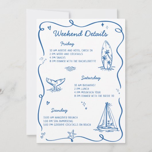 Hand getrokken strand kust Bachelorette Kaart (Achterkant)