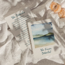 Hand getrokken strand Uitzicht Retro Unieke bruilo Informatiekaartje