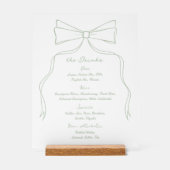 Hand getrokken strik wit en groen bruiloft bar acryl bord (Voorkant)