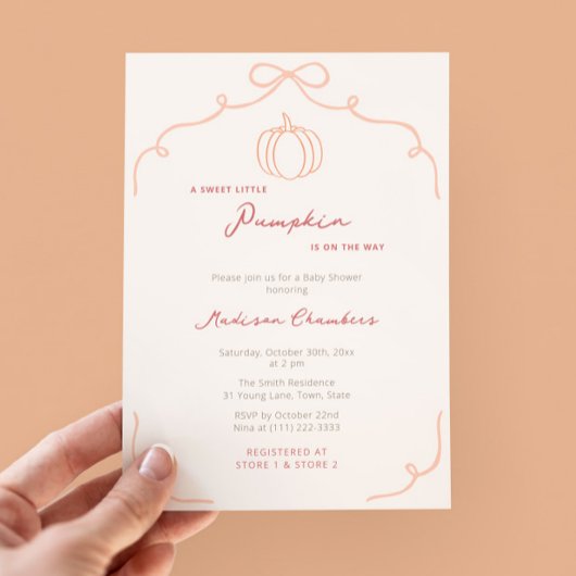 Hand getrokken Sweet Little Pumpkin Herfst Baby sh Kaart