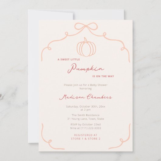 Hand getrokken Sweet Little Pumpkin Herfst Baby sh Kaart (Voorkant)