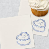 Hand getrokken taart blauw grillige bruiloft servet