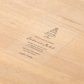 Hand getrokken taart Doodle moderne bruiloft Acryl Uitnodigingen (Laagn)