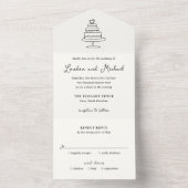 Hand getrokken taart Doodle moderne bruiloft All In One Uitnodiging (Binnen)