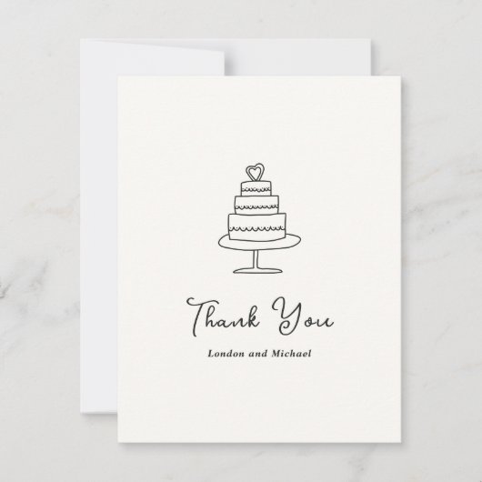 Hand getrokken taart Doodle moderne bruiloft Bedankkaart (Voorkant)