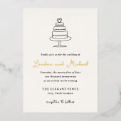 Hand getrokken taart Doodle moderne bruiloft Folie Uitnodiging (Voorkant)