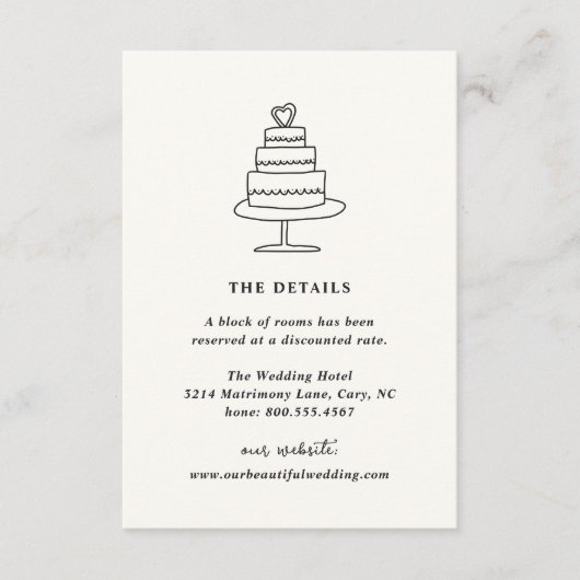 Hand getrokken taart Doodle moderne bruiloft Informatiekaartje (Voorkant)